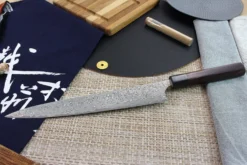Couteau sujihiki japonais artisanal Masakage Kumo 27cm damas 63 couches