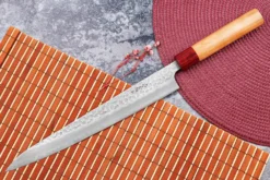 Couteau sujihiki japonais artisanal Tsunehisa Aogami Super martelé 27cm
