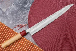 Couteau sujihiki japonais artisanal Tsunehisa Aogami Super martelé 27cm