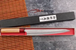 Couteau sujihiki japonais artisanal Tsunehisa Aogami Super martelé 27cm