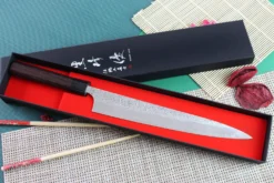 Couteau sujihiki japonais artisanal martelé Yu Kurosaki Shizuku 27cm acier SG2