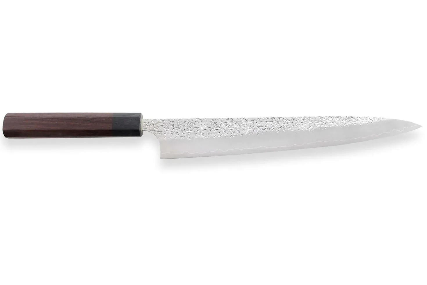 Couteau sujihiki japonais artisanal martelé Yu Kurosaki Shizuku 27cm acier SG2