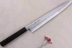 Couteau sujihiki japonais artisanal Kagekiyo Yoshikazu Tanaka Damas Aogami 27cm