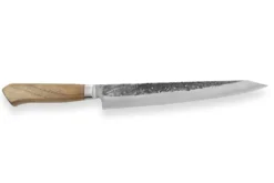 Couteau sujihiki japonais artisanal Wusaki Nogami BS2 24cm manche en noyer