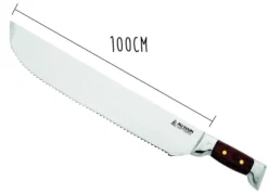 Couteau à thon Au Nain 2 mitres inox lame à fortes dents manche kotibé