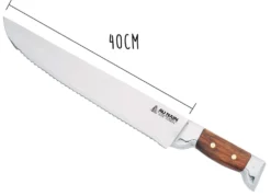 Couteau à thon Au Nain 2 mitres inox lame à dents manche kotibé