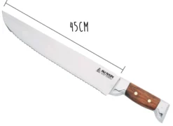 Couteau à thon Au Nain 2 mitres inox lame à dents manche kotibé