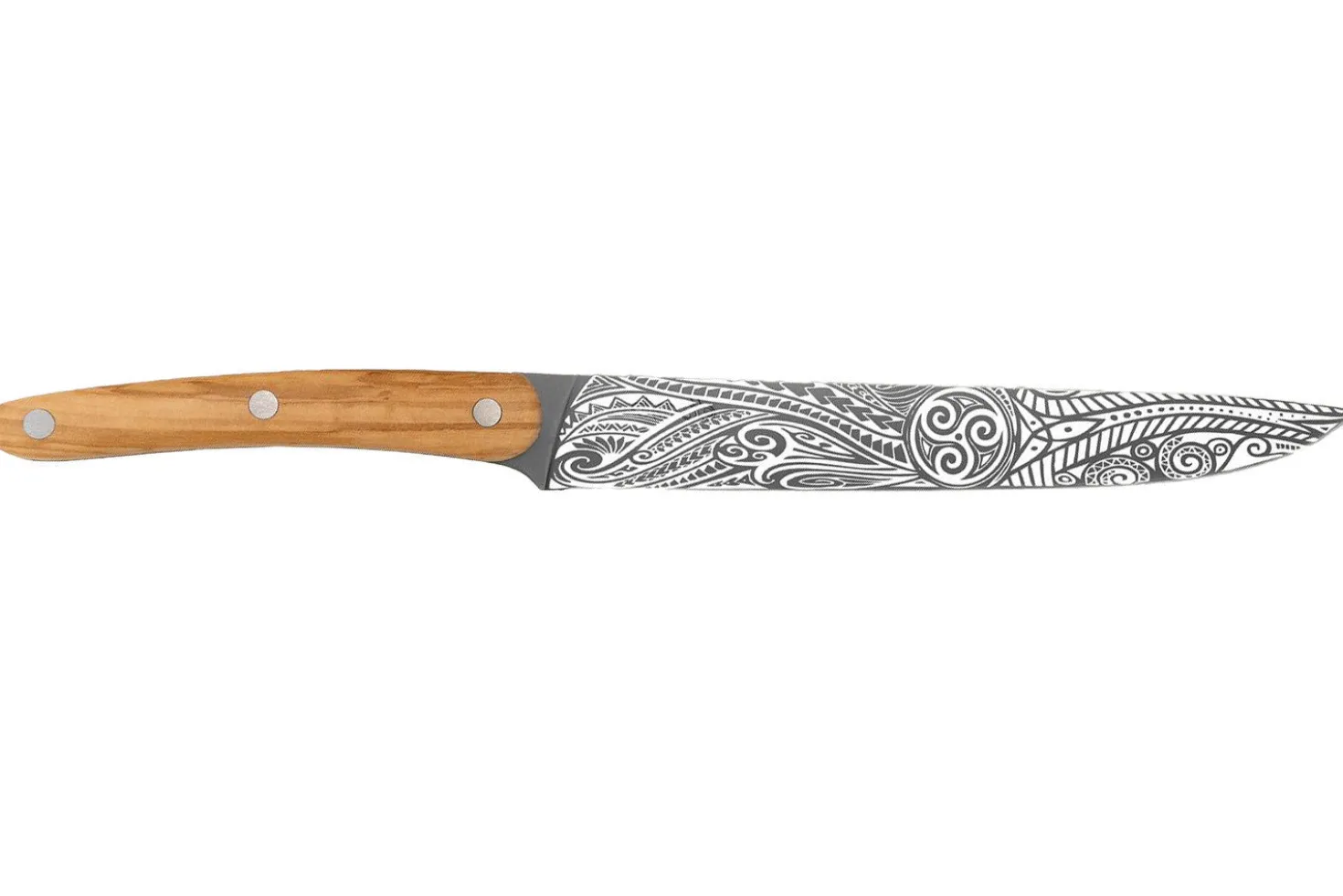 Couteau tranchelard Deejo Triskell 20cm manche en bois d'olivier