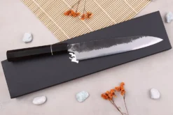 Couteau universel 18cm japonais artisanal Naoki Mazaki WS2 Black Nashiji