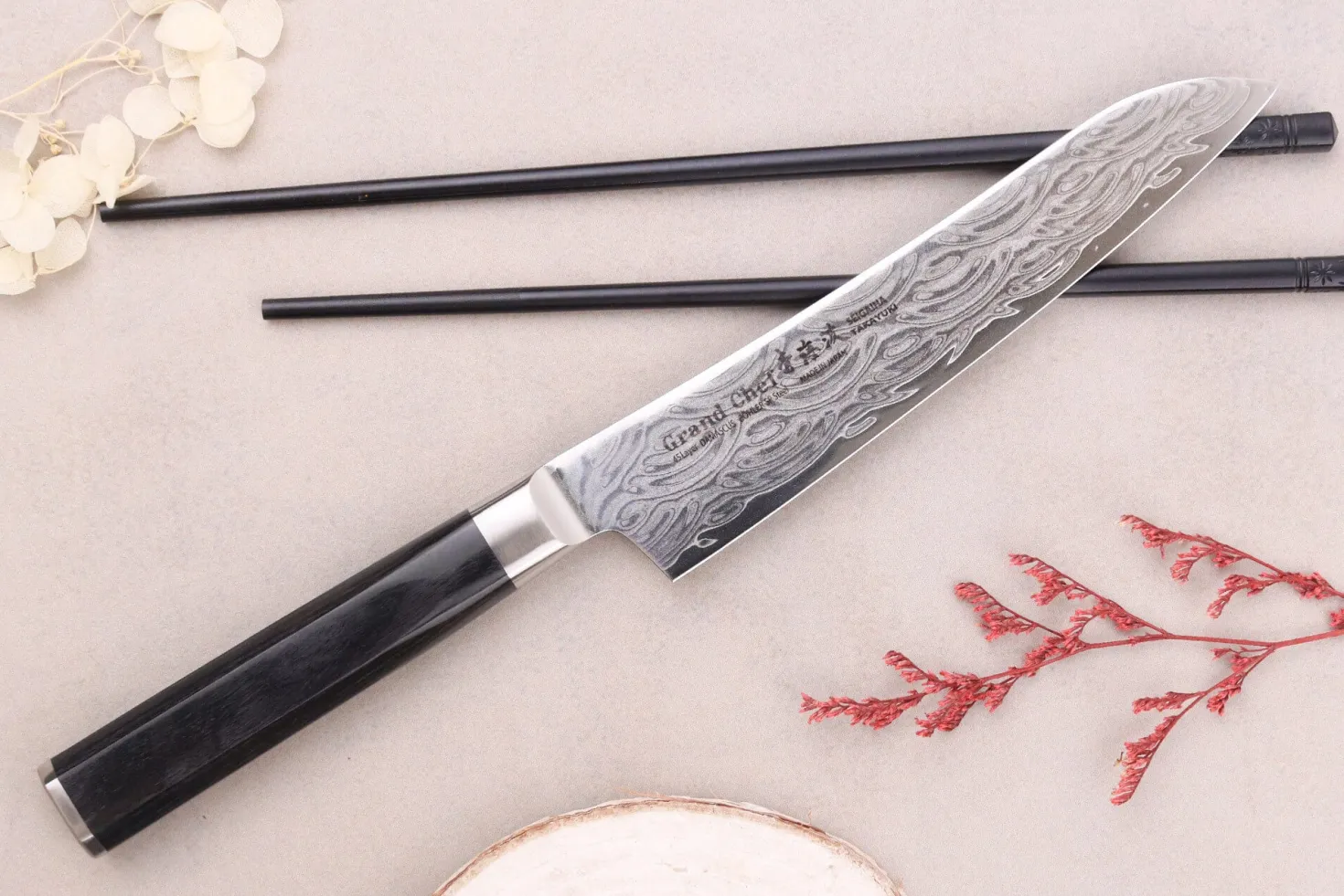 Couteau universel 15cm japonais Sakai Takayuki Grand Chef Seigaiha Damas 45 couches