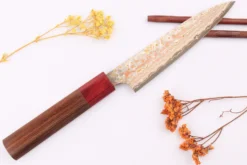 Couteau universel 13cm japonais artisanal Takeshi Saji VG10 Rainbow Nashiji