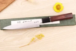 Couteau universel 16,5cm japonais artisanal Sukenari SG2 San Maï manche en bois de rose
