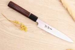 Couteau universel 16,5cm japonais artisanal Sukenari SG2 San Maï manche en bois de rose