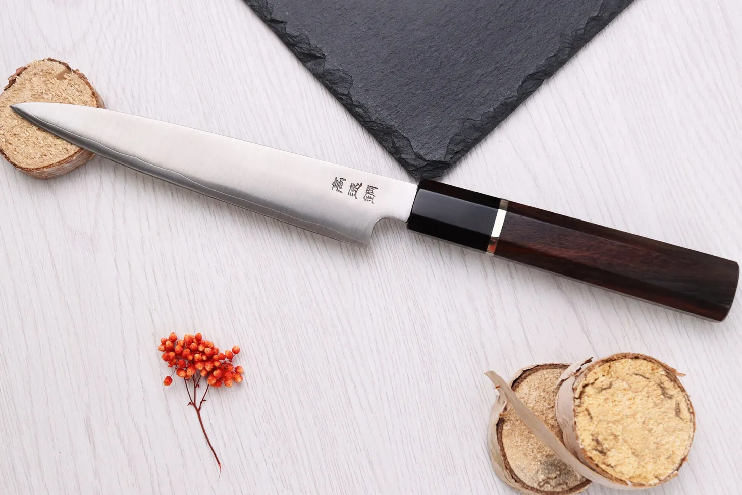 Couteau universel 16,5cm japonais artisanal Sukenari HAP40 San Maï manche en bois de rose