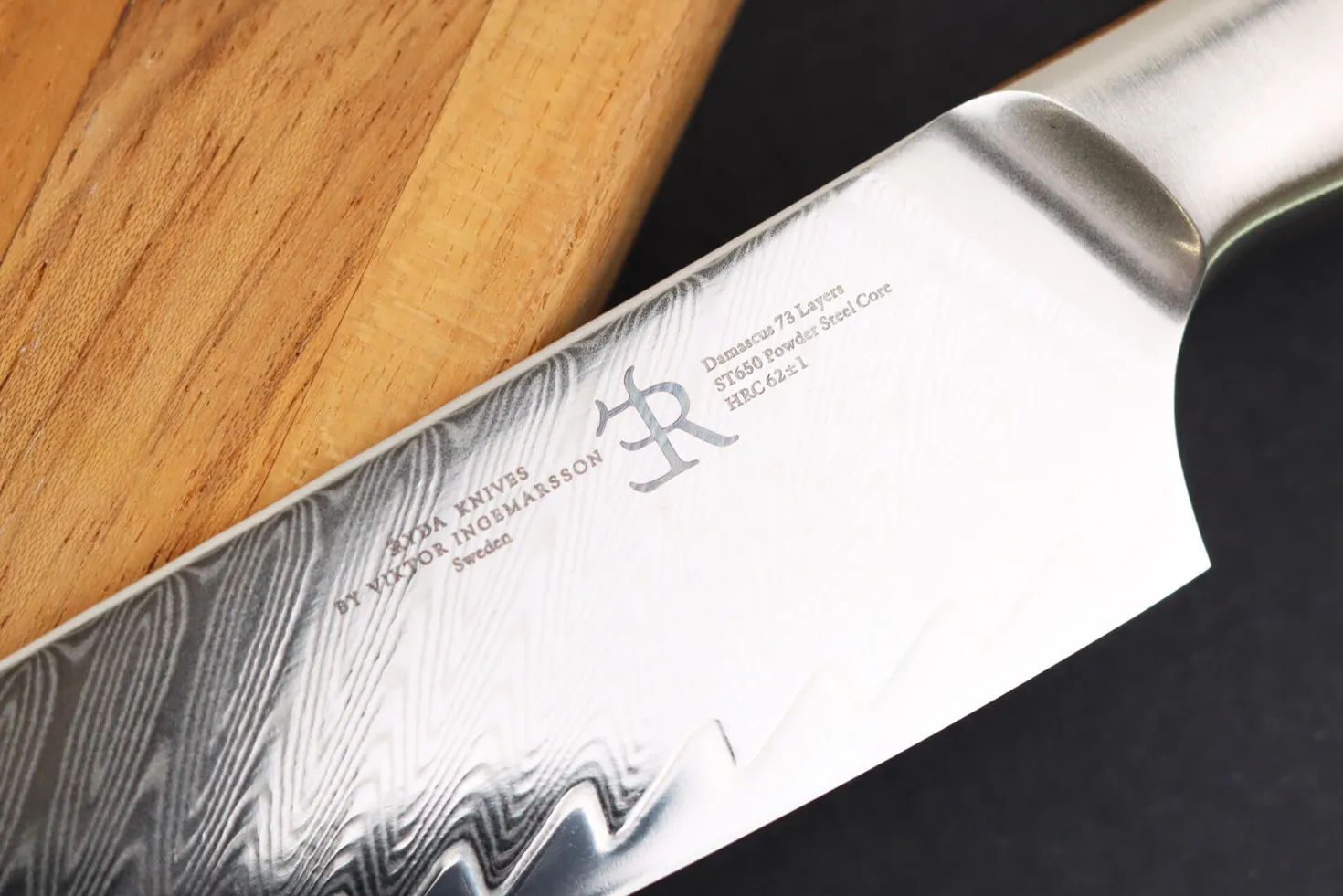 Couteau universel 13,5cm Ryda Knives ST650 Damas et manche en olivier
