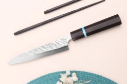 Couteau universel japonais artisanal Yu Kurosaki Fujin 15cm SG2 turquoise