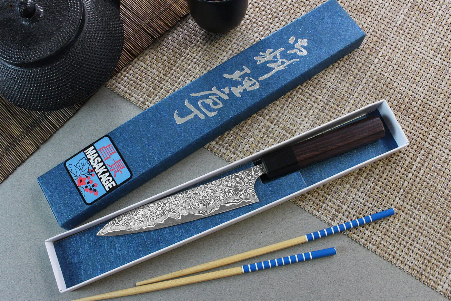 Couteau universel japonais artisanal Masakage Kumo 15cm damas 63 couches