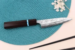 Couteau universel japonais artisanal Yu Kurosaki Fujin 12cm SG2 turquoise