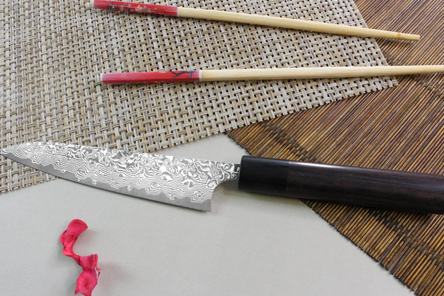 Couteau universel japonais artisanal Yoshimi Kato 15cm VG10 Nickel Damascus