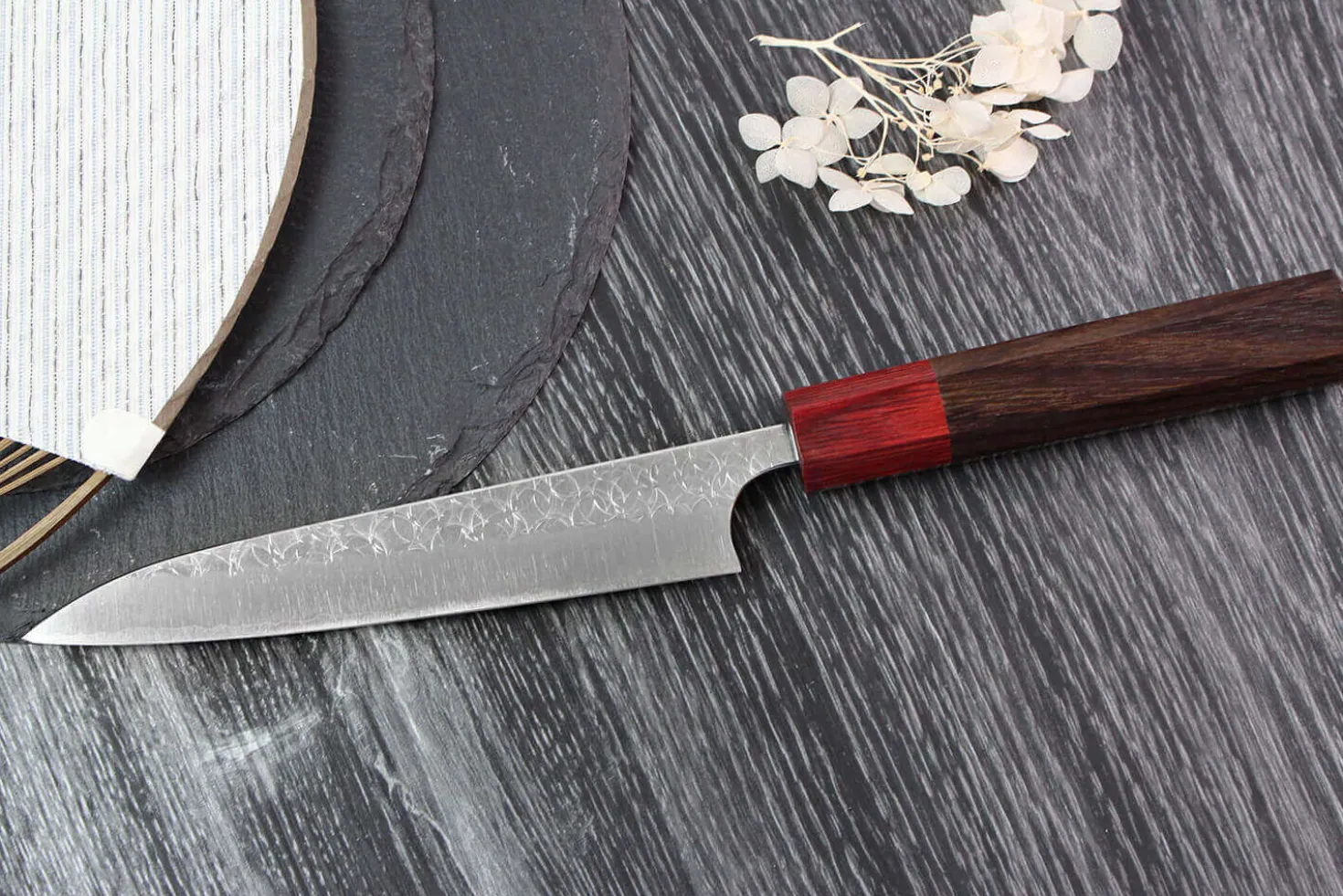 Couteau universel japonais artisanal Yoshimi Kato Minamo SG2 Tsuchime 14cm