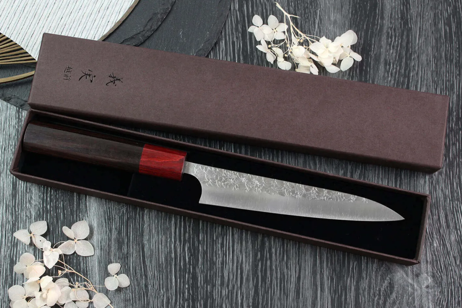 Couteau universel japonais artisanal Yoshimi Kato Minamo SG2 Tsuchime 14cm