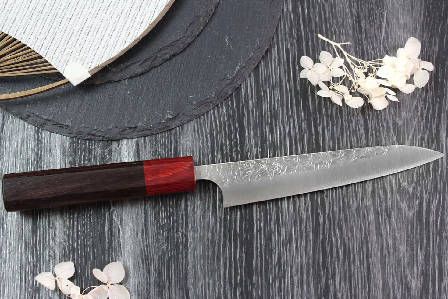 Couteau universel japonais artisanal Yoshimi Kato Minamo SG2 Tsuchime 14cm