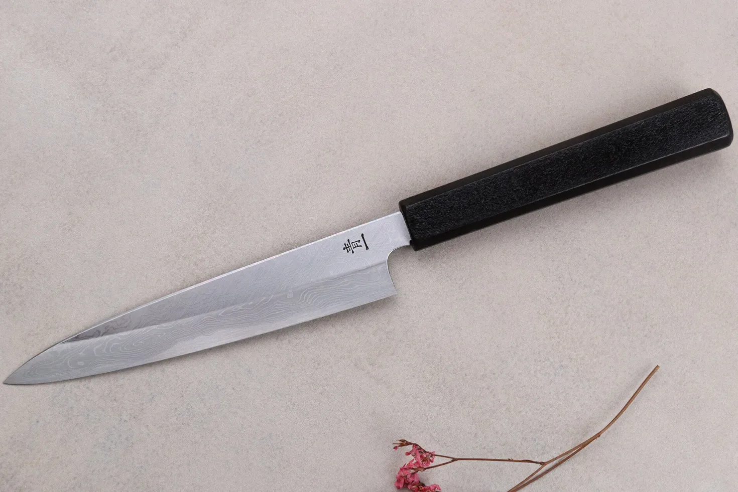 Couteau universel japonais artisanal Kagekiyo Yoshikazu Tanaka Damas Aogami 15cm