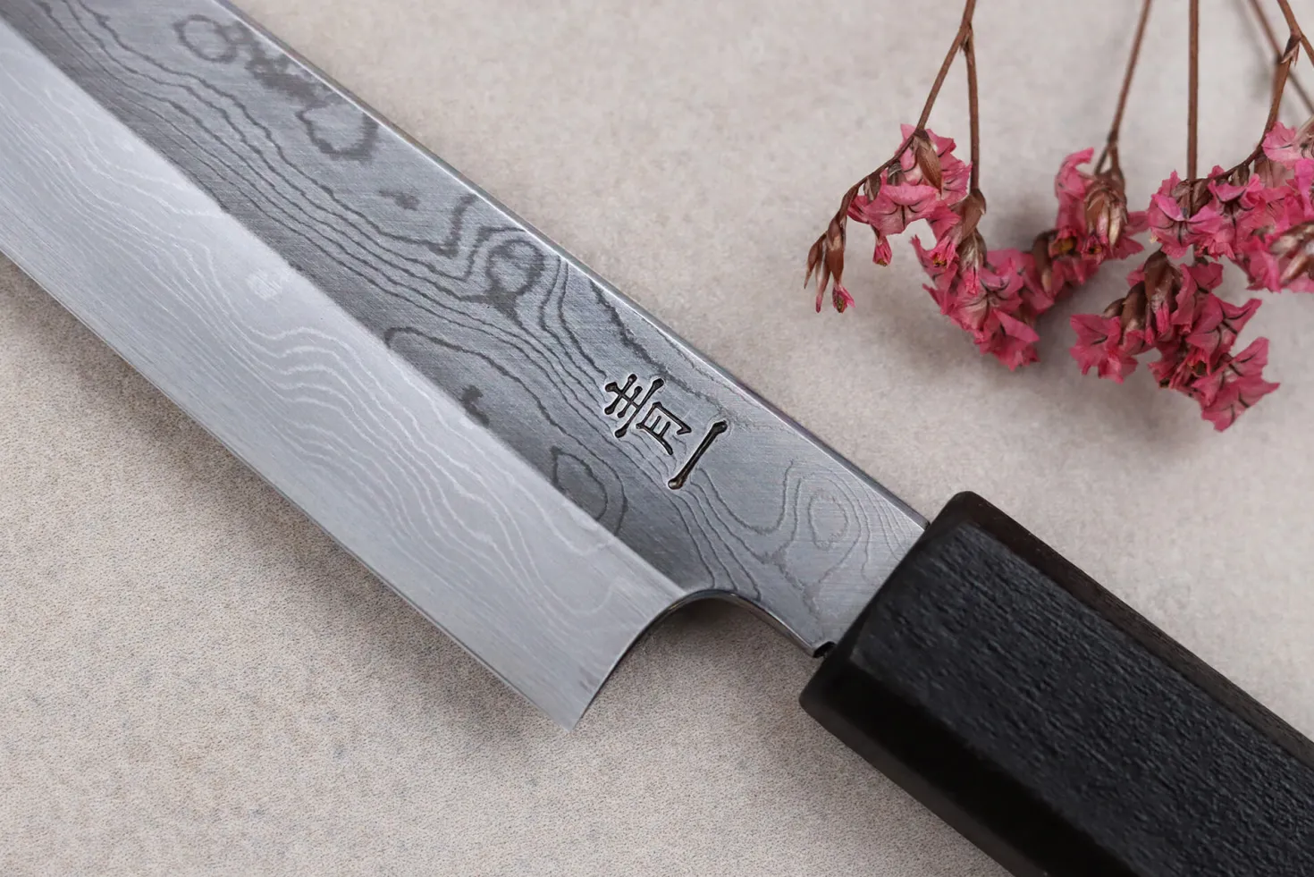 Couteau universel japonais artisanal Kagekiyo Yoshikazu Tanaka Damas Aogami 15cm