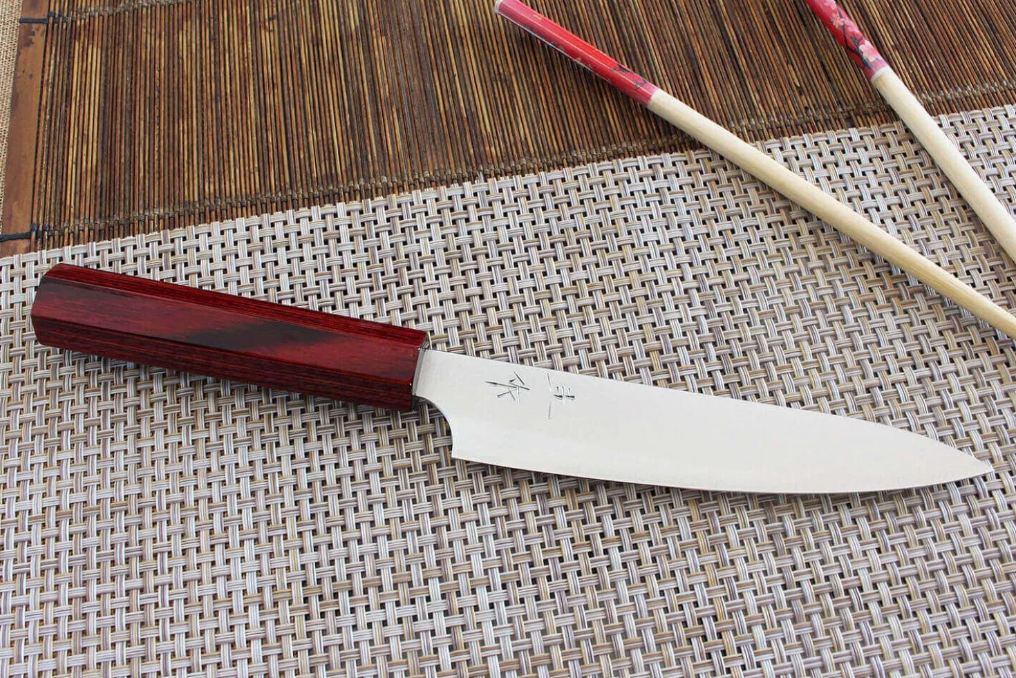 Couteau universel japonais artisanal Kei Kobayashi SG2 Heptagone 15cm