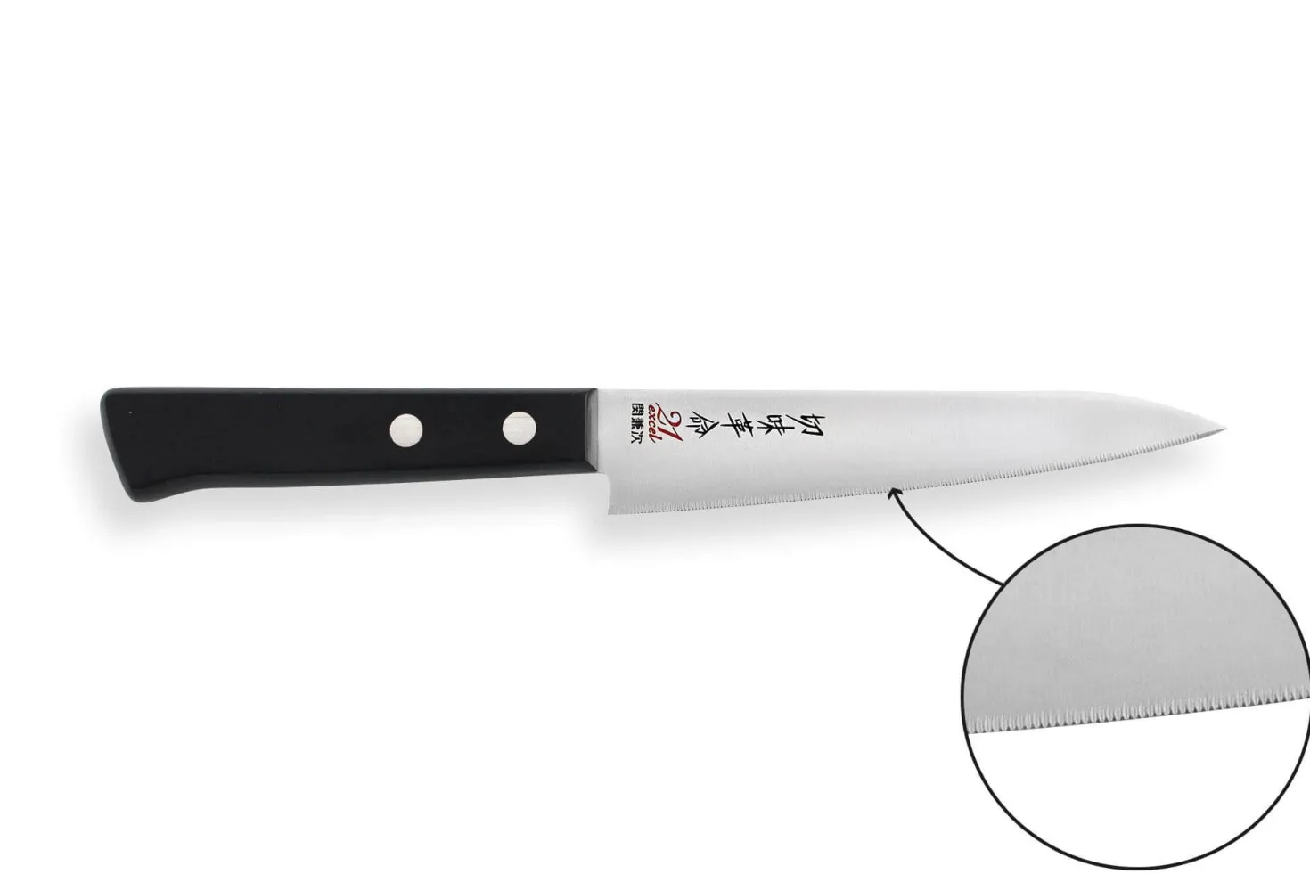 Couteau universel japonais Kanetsugu Rev 21 lame 13cm micro dentée
