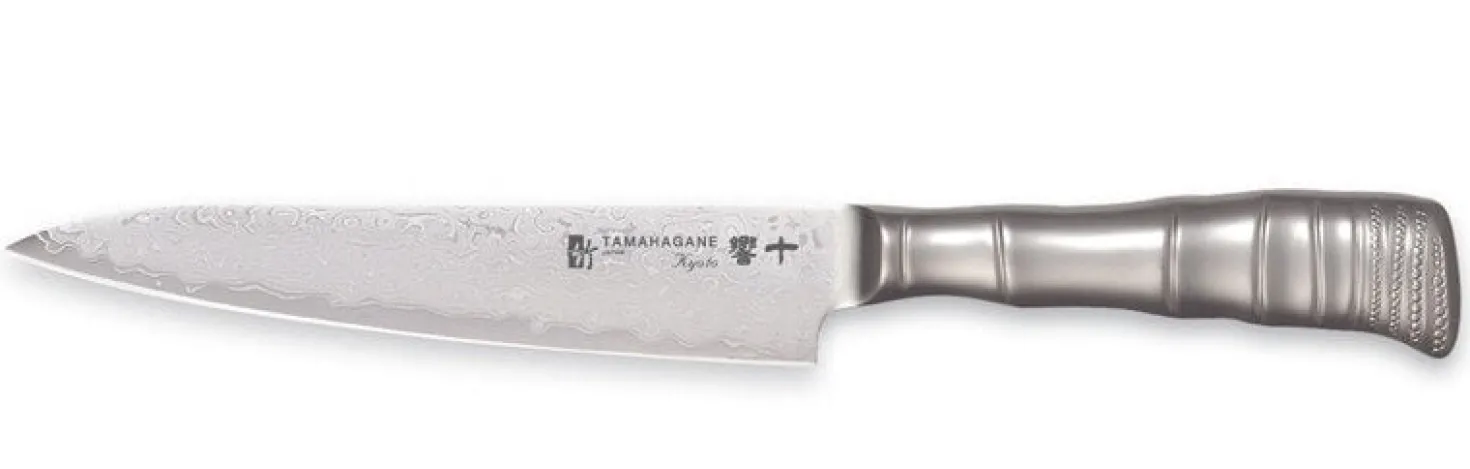 Couteau universel japonais Tamahagane Bamboo Kyoto lame 15cm acier Damas VG5
