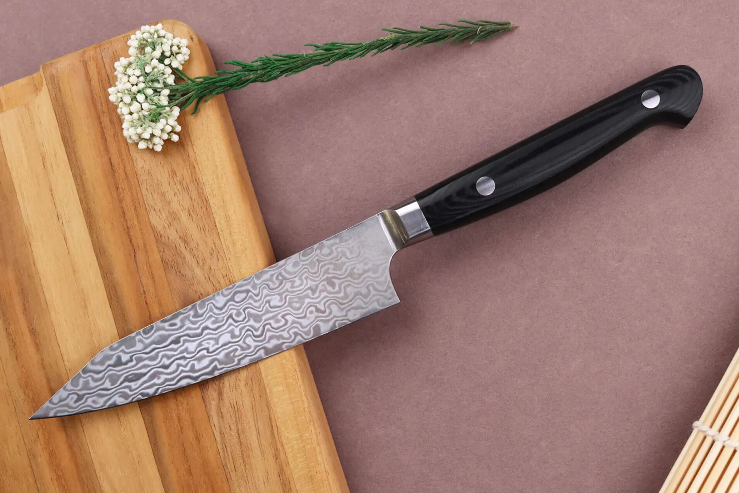 Couteau universel kiritsuke 12cm japonais Sakai Takayuki Coreless Damascus