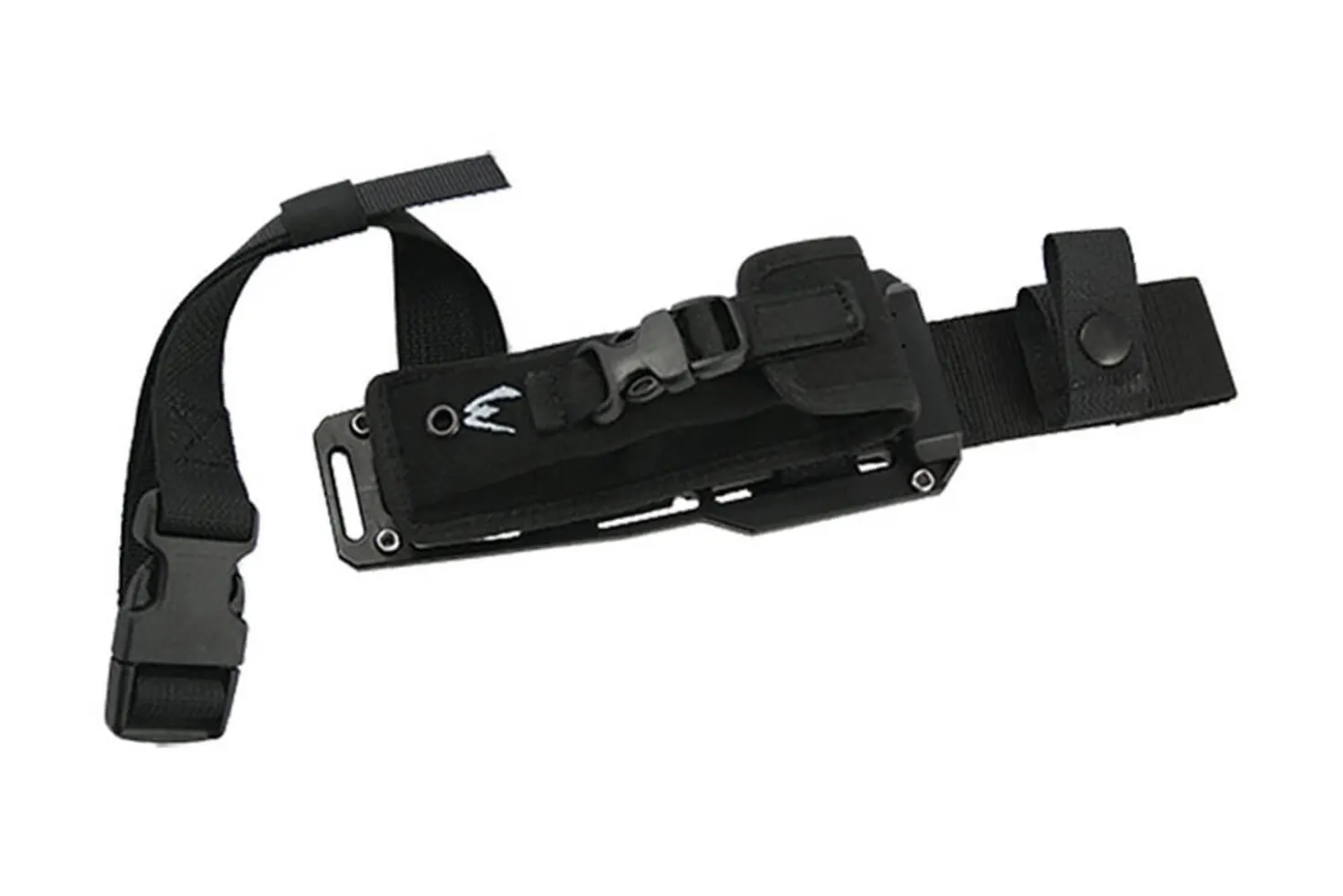 Couteau Wildsteer Wing-Tactic WING06213 lame semi-dentée 12,5cm sans logo GIGN manche kraton noir + brise-vitre + étui POM