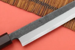 Couteau yanagiba 24cm japonais artisanal Hatsukokoro Shirasagi manche en ébène