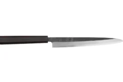Couteau yanagiba 24cm japonais artisanal Hatsukokoro Shirasagi manche en ébène