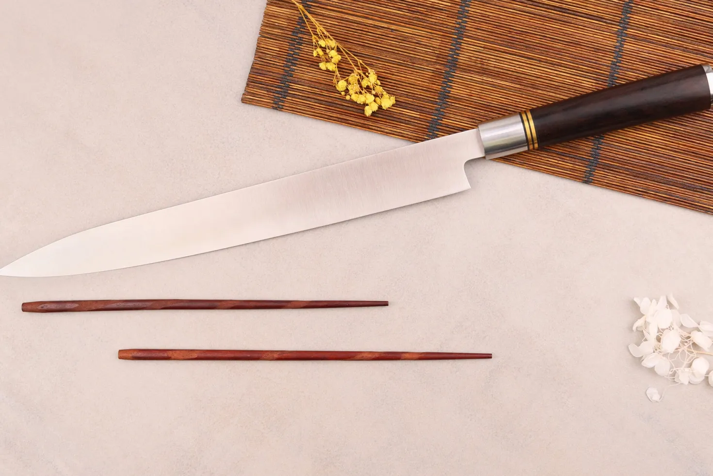 Couteau yanagiba 30cm Sayuto Ebène 7Cr manche en ébène