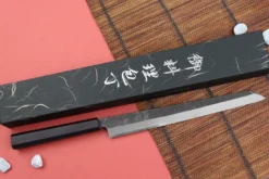 Couteau yanagiba kiritsuke 27cm japonais artisanal Hatsukokoro Shirasagi manche en ébène
