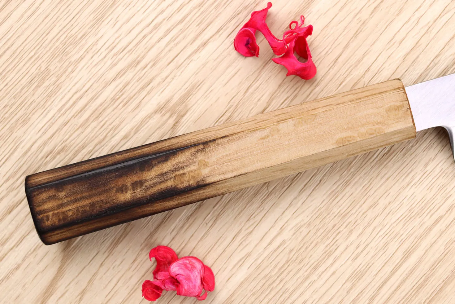 Couteau yanagiba kiritsuke 24cm japonais artisanal Nakamura Kaishin Saku WS2 en chêne