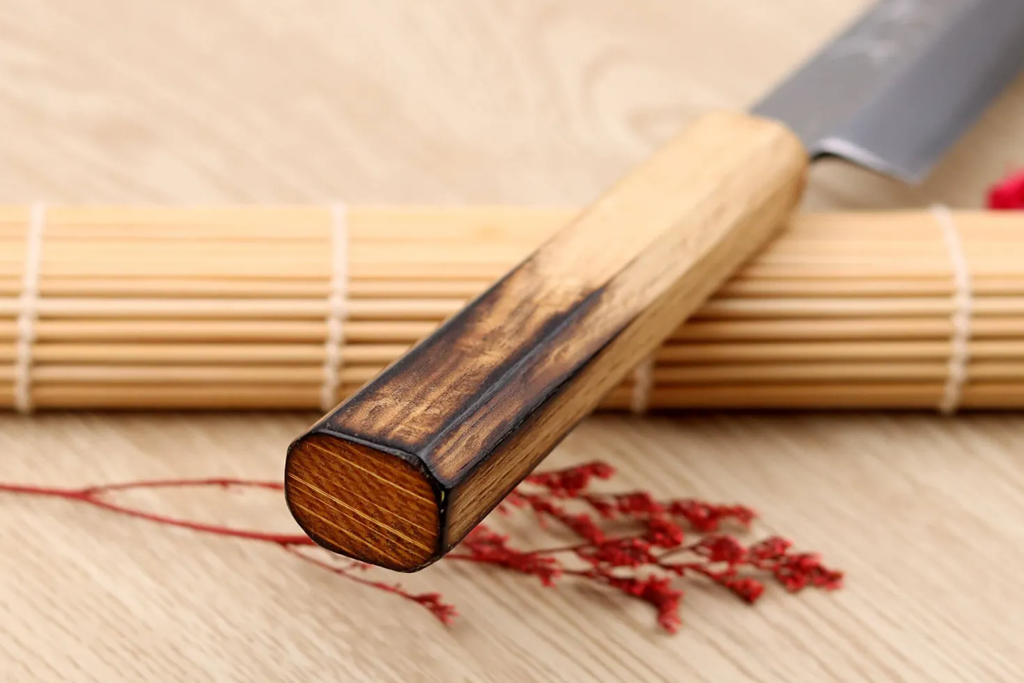 Couteau yanagiba kiritsuke 24cm japonais artisanal Nakamura Kaishin Saku WS2 en chêne