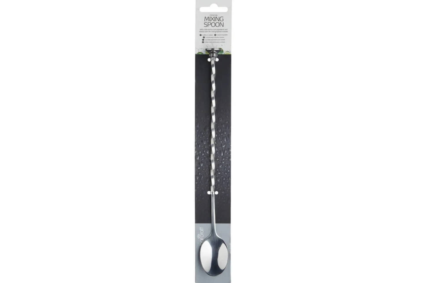 Cuillère à mélanger BarCraft manche torsadé et disque en acier inoxydable 28cm