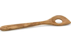 Cuillère à mélanger trouée Continenta en bois d'olivier 30cm