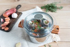 Cuit vapeur en verre Cristel avec couvercle