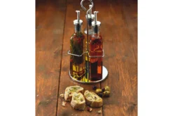 Ensemble de 3 bouteilles huile et vinaigre en verre avec présentoir World of Flavours
