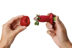 Equeuteur de fraise Chef'n StemGem en acier inox rouge