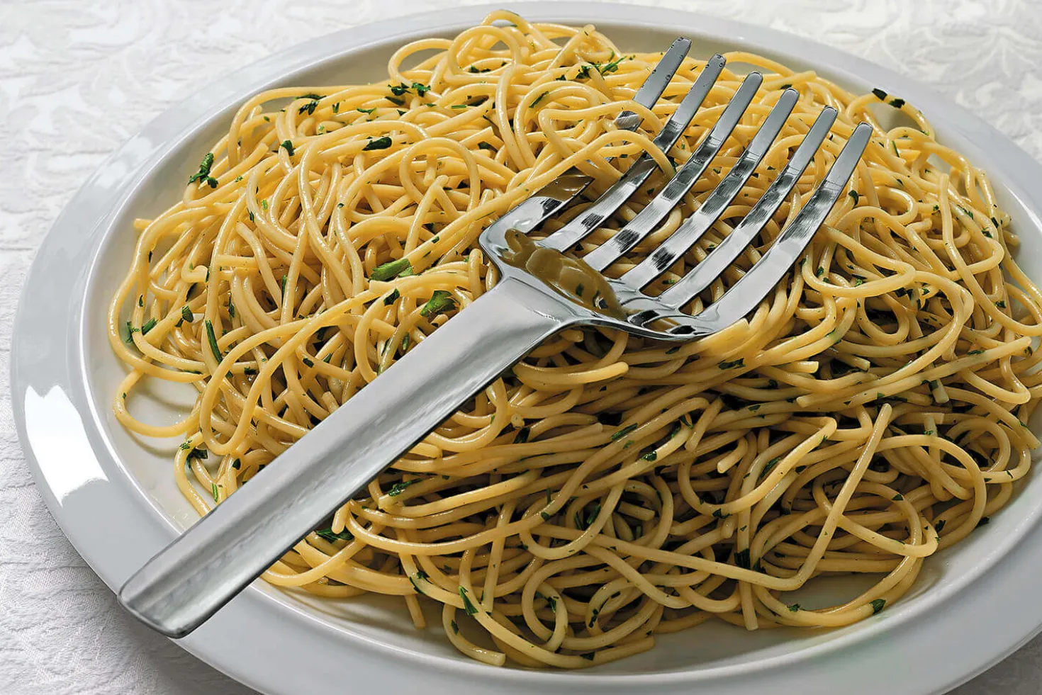 Fourchette spaghetti Alessi Tibidabo tout acier inox design par Kristiina Lassus