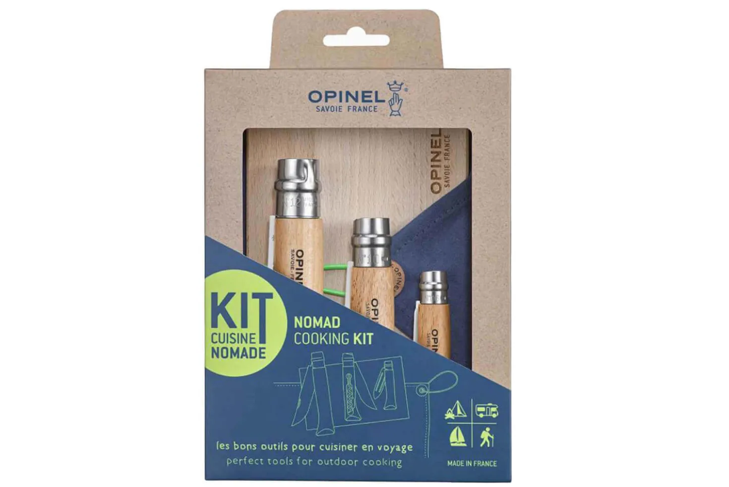 Kit 3 couteaux multifonctions Nomade Opinel acier inox manche hêtre