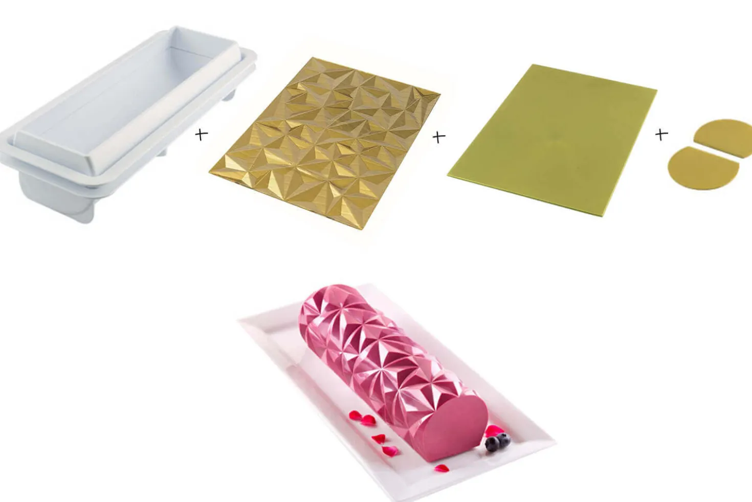 Kit moule à bûche glacée en silicone Silikomart Diamond