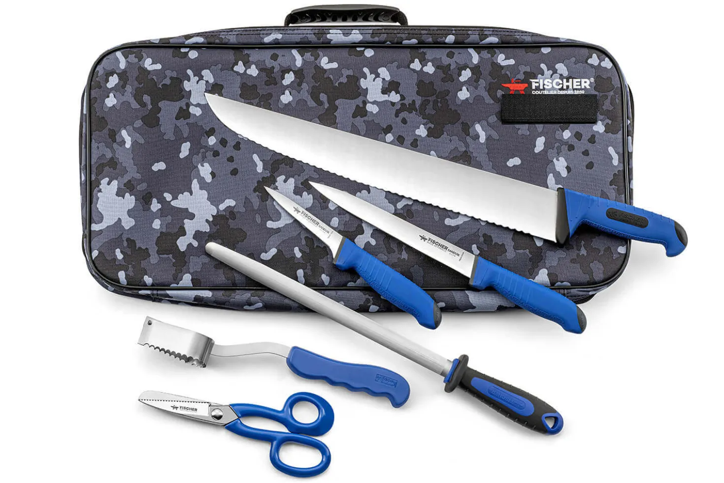 Mallette de poissonnier Fischer 6 couteaux et accessoires