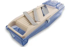 Mandoline japonaise professionnelle Benriner 3 lames couloir 6.5cm + poussoir et bac
