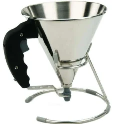 Mini entonnoir à piston De Buyer en inox 0.8L + support